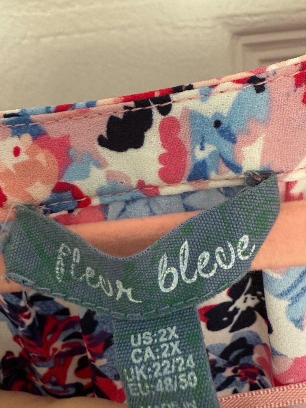 Fleur Bleve Pink Sleeveless V-Neck Floral Blouse Shirt Tunic 2X - Picture 3 of 7